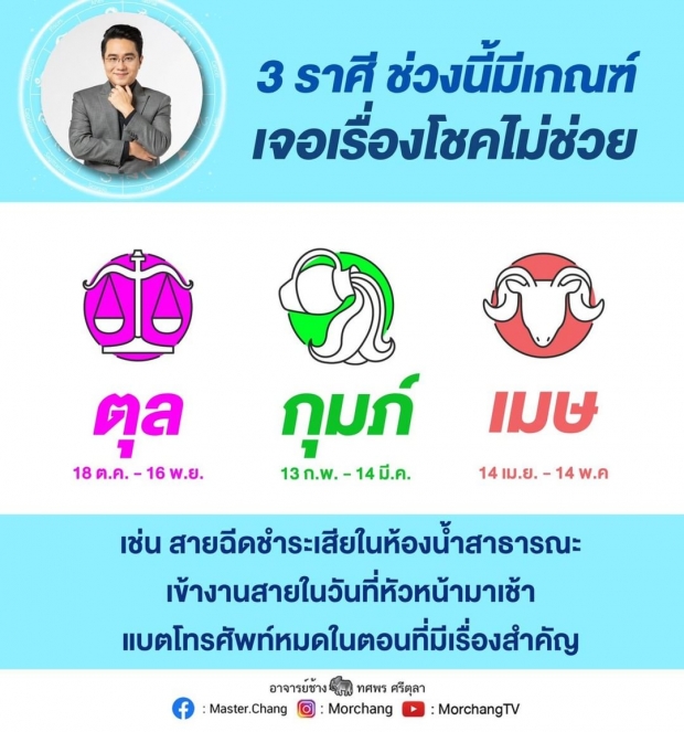 หมอช้าง เตือน 3 ราศี ช่วงนี้โชคเล่นตลก