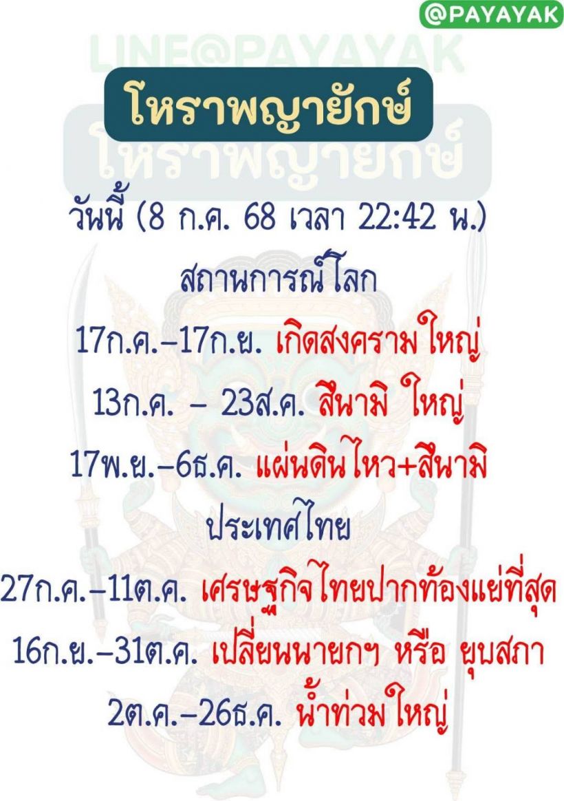 รวมคำทำนายในปี 2568ของอ.ยักษ์ที่แม่นจนตะลึง