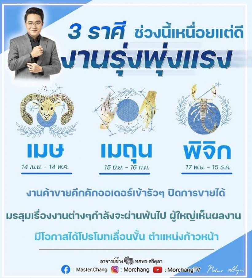 เผยคำทำนาย 3 ราศี ช่วงนี้เหนื่อยแต่ดี งานรุ่งพุ่งแรง ใครจะปัง ไปดู!