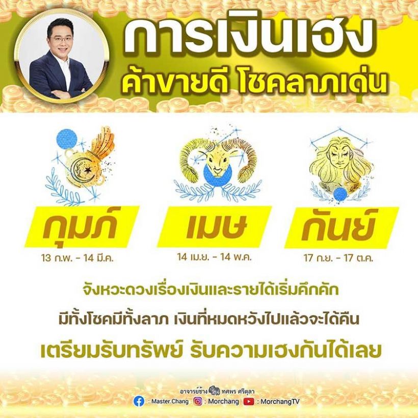 หมอช้าง เผยดวง 3 ราศีช่วงนี้! เตรียมรับทรัพย์เฮงโชคลาภเด่น