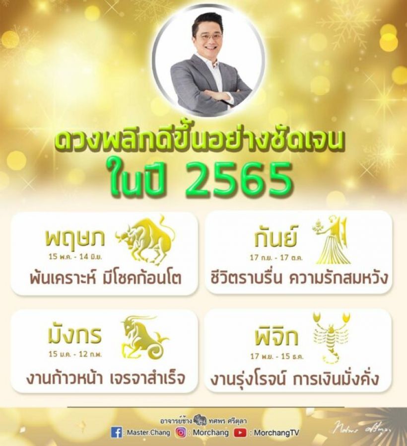 หมอช้าง เปิด4ราศีปีใหม่2565 ชะตาพลิกดีขึ้นชัดเจนชีวิตมีแต่ดี